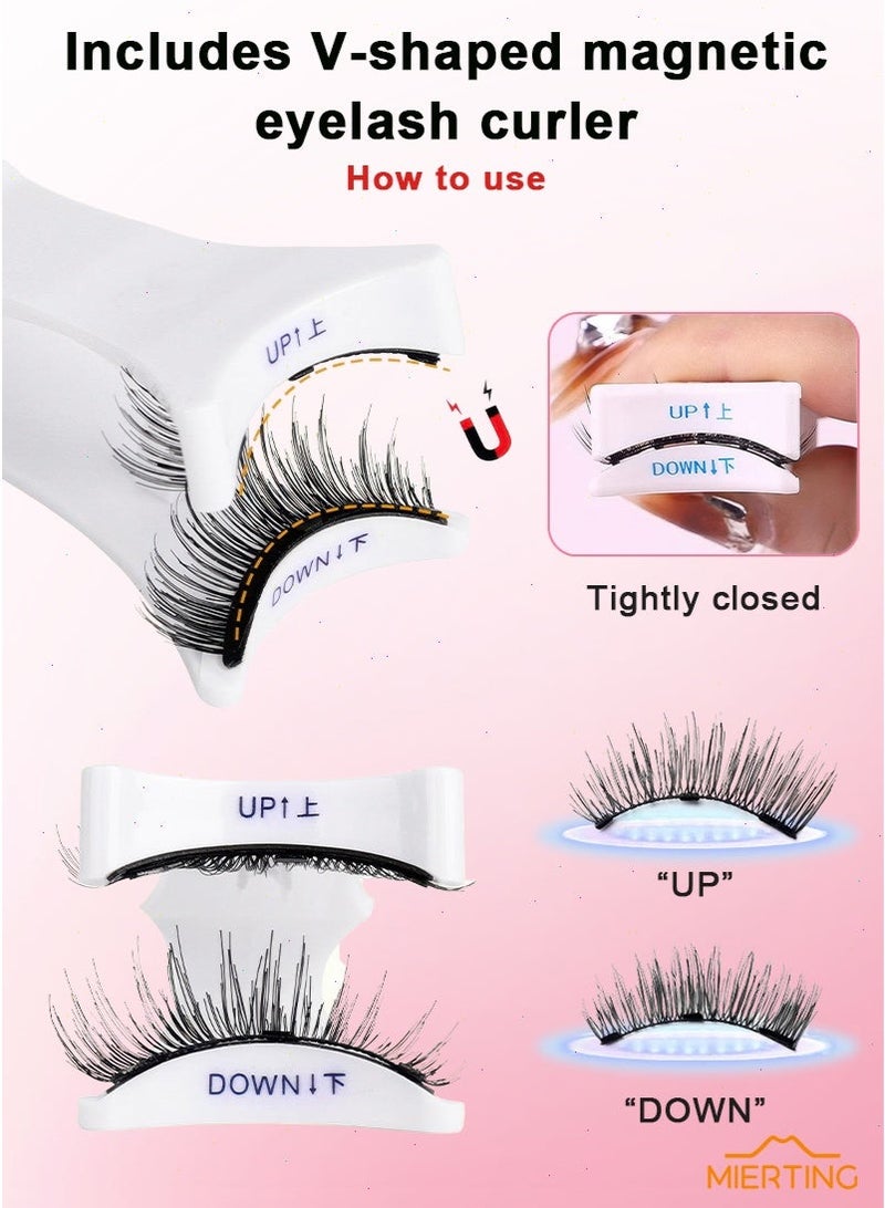 ميرتينج رموش مغناطيسية نصفية للزاوية الخارجية، مجموعات رموش طبيعية مع أداة تطبيق، رموش قابلة لإعادة الاستخدام بدون غراء، سهلة التطبيق والإزالة، CT04-6 مجموعة مجموعات الرموش - Image 2